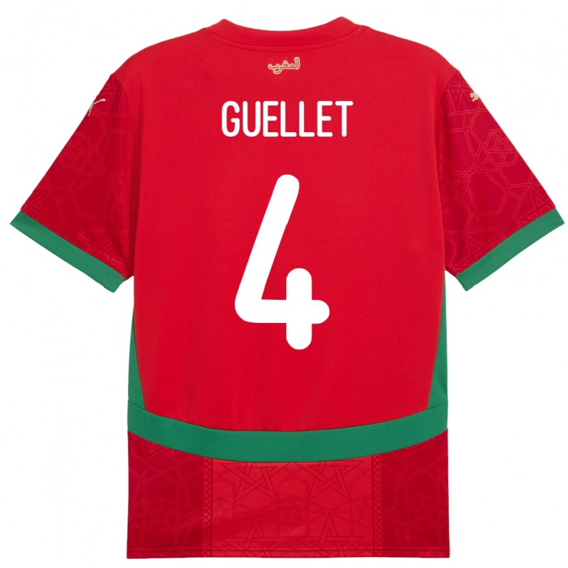 Danxen Kinderen Marokko Shadi Guellet #4 Rood Thuisshirt Thuistenue 24-26 T-Shirt