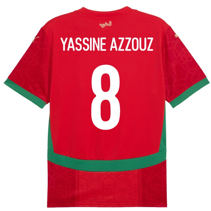 Danxen Kinderen Marokko Mohamed Yassine Azzouz #8 Rood Thuisshirt Thuistenue 24-26 T-Shirt