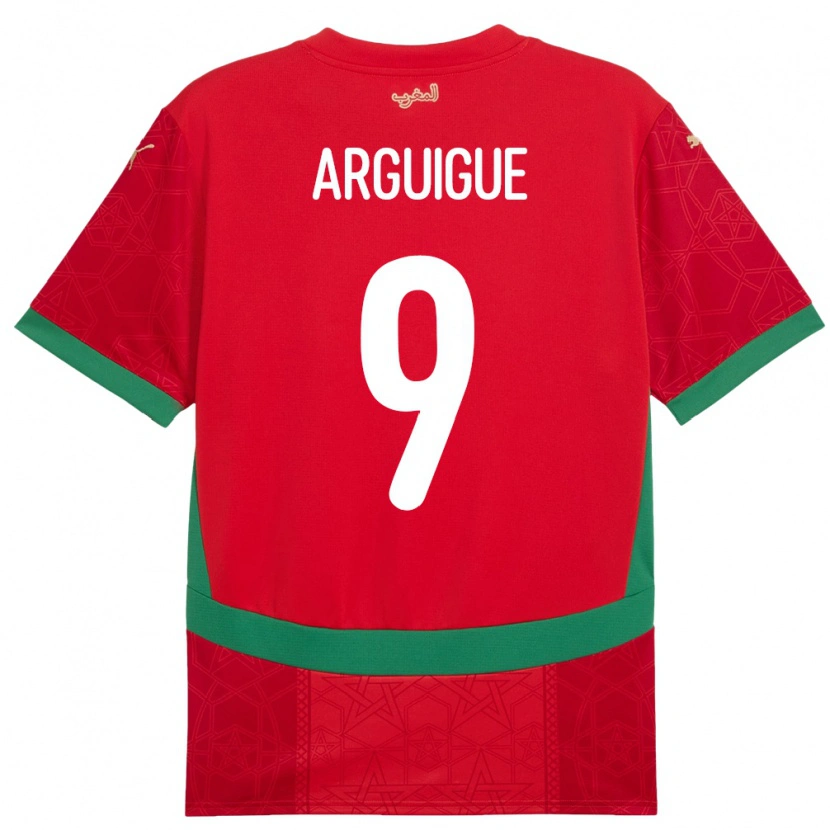 Danxen Kinderen Marokko Ayman Arguigue #9 Rood Thuisshirt Thuistenue 24-26 T-Shirt