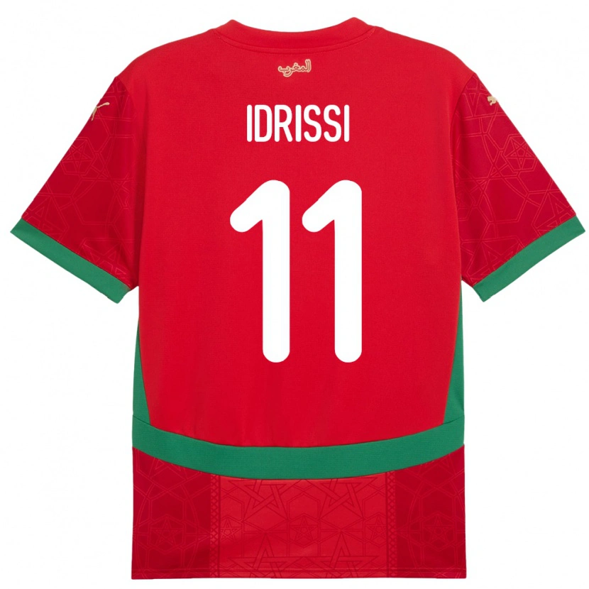 Danxen Kinderen Marokko Yahya Idrissi #11 Rood Thuisshirt Thuistenue 24-26 T-Shirt