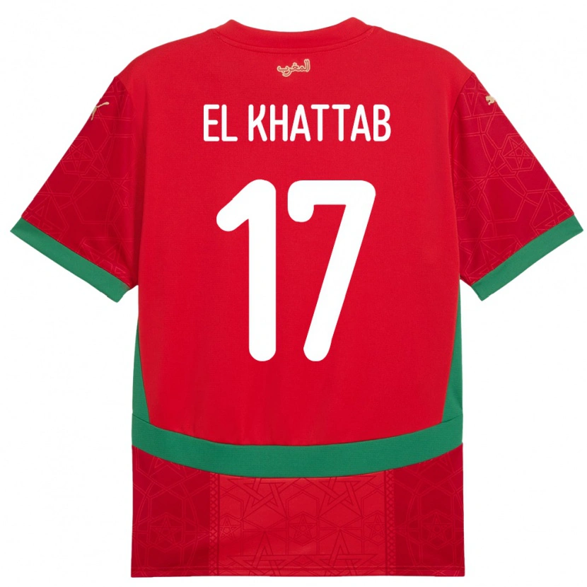 Danxen Kinderen Marokko Omar El Khattab #17 Rood Thuisshirt Thuistenue 24-26 T-Shirt