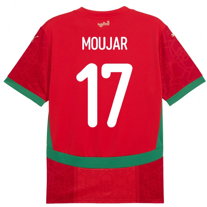 Danxen Kinderen Marokko Salah Moujar #17 Rood Thuisshirt Thuistenue 24-26 T-Shirt