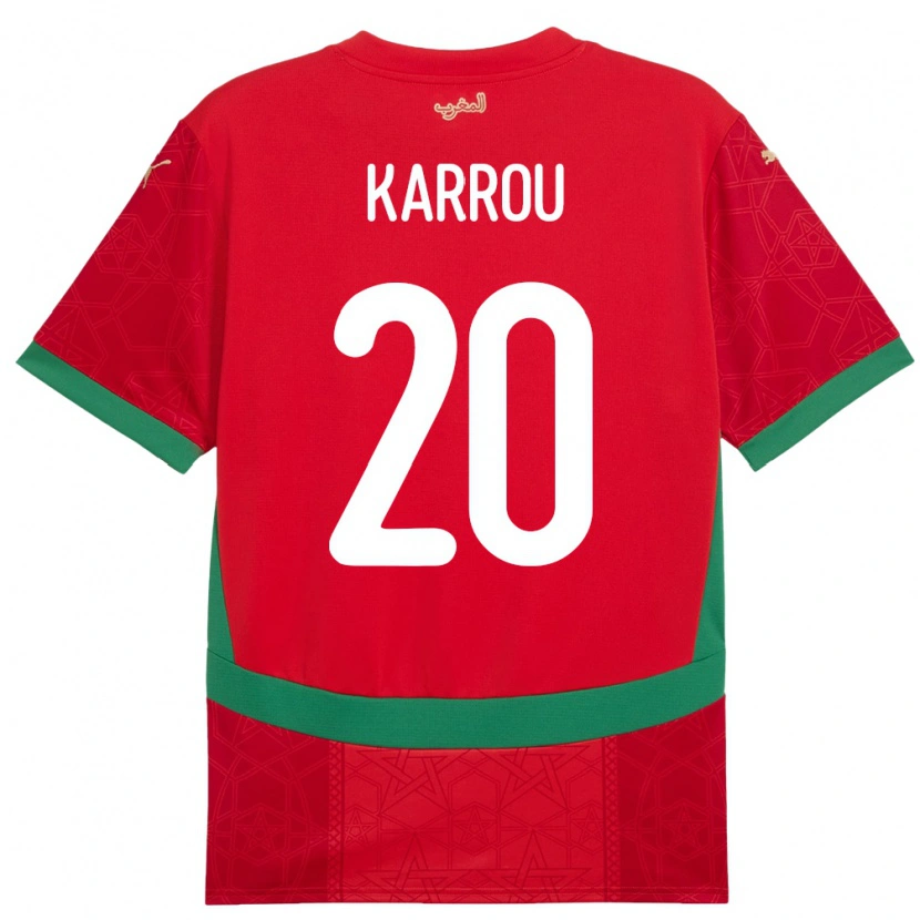 Danxen Kinderen Marokko Mohamed Karrou #20 Rood Thuisshirt Thuistenue 24-26 T-Shirt