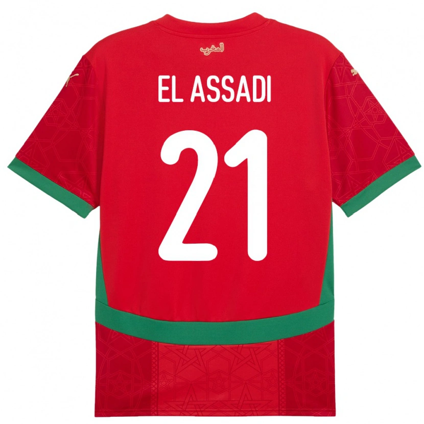 Danxen Kinderen Marokko Othmane El Assadi #21 Rood Thuisshirt Thuistenue 24-26 T-Shirt