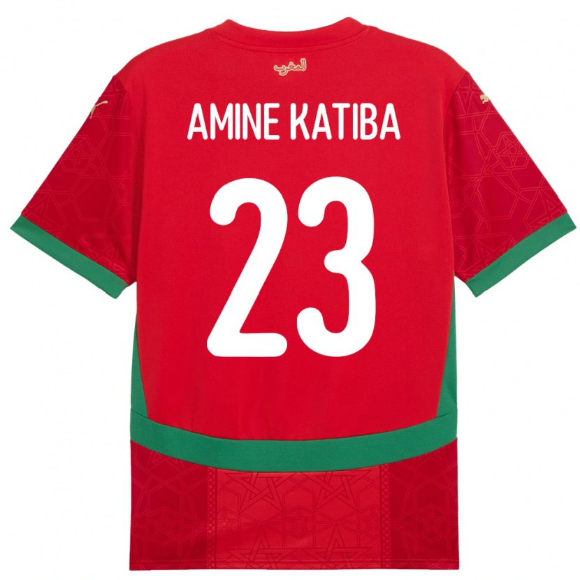 Danxen Kinderen Marokko Mohamed Amine Katiba #23 Rood Thuisshirt Thuistenue 24-26 T-Shirt