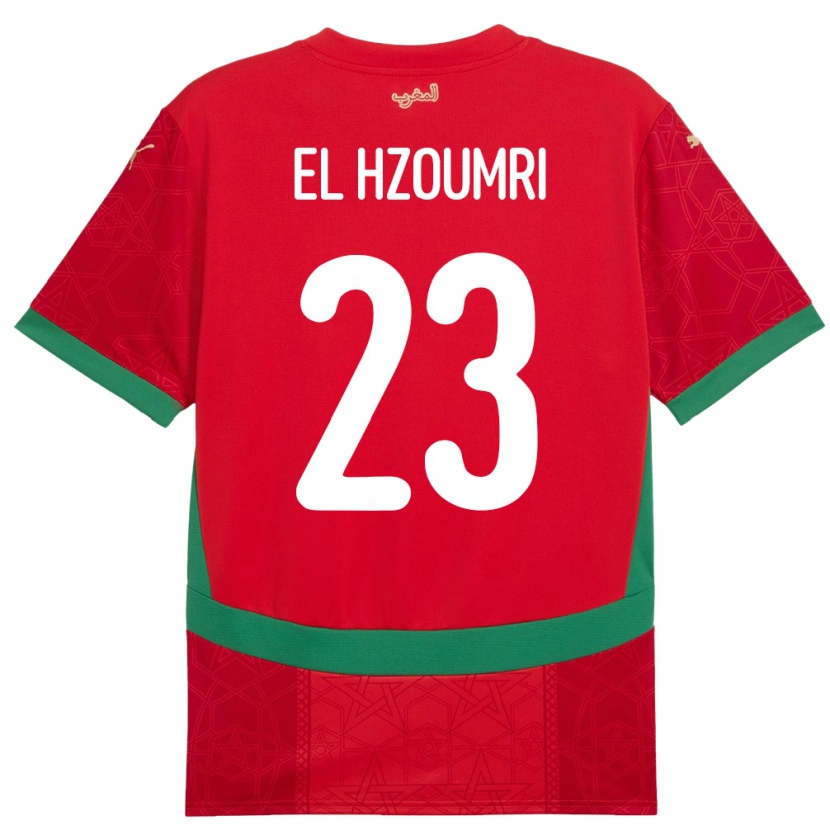 Danxen Kinderen Marokko Yahya El Hzoumri #23 Rood Thuisshirt Thuistenue 24-26 T-Shirt