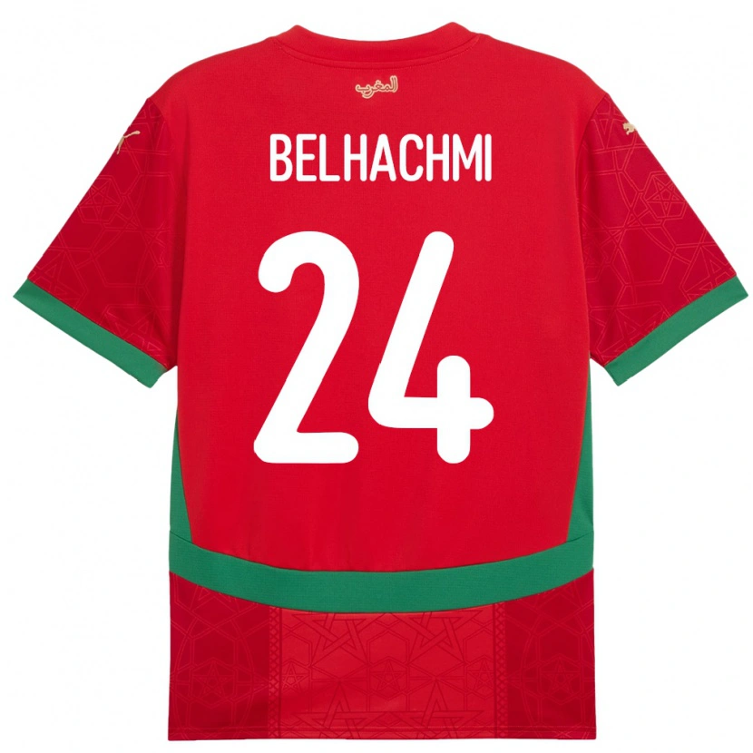 Danxen Kinderen Marokko Yahya Belhachmi #24 Rood Thuisshirt Thuistenue 24-26 T-Shirt