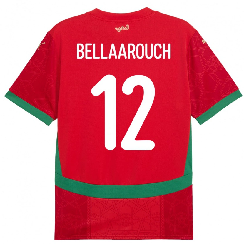 Danxen Kinderen Marokko Alaa Bellaarouch #12 Rood Thuisshirt Thuistenue 24-26 T-Shirt