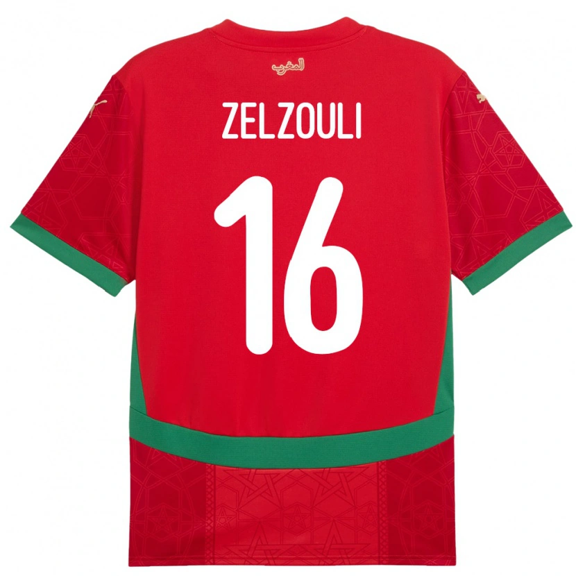 Danxen Kinderen Marokko Abdessamad Zelzouli #16 Rood Thuisshirt Thuistenue 24-26 T-Shirt