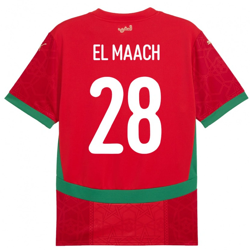 Danxen Kinderen Marokko Fouad El Maach #28 Rood Thuisshirt Thuistenue 24-26 T-Shirt