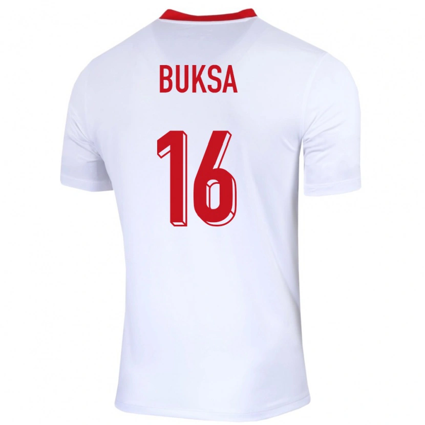 Danxen Kinderen Polen Adam Buksa #16 Wit Thuisshirt Thuistenue 24-26 T-Shirt