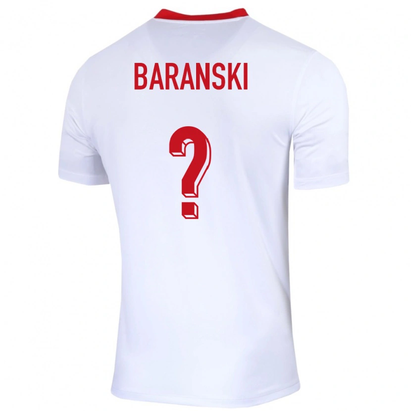Danxen Kinderen Polen Kacper Baranski #0 Wit Thuisshirt Thuistenue 24-26 T-Shirt