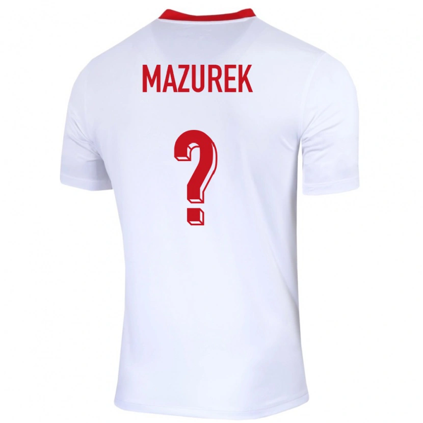 Danxen Kinderen Polen Bartosz Mazurek #0 Wit Thuisshirt Thuistenue 24-26 T-Shirt