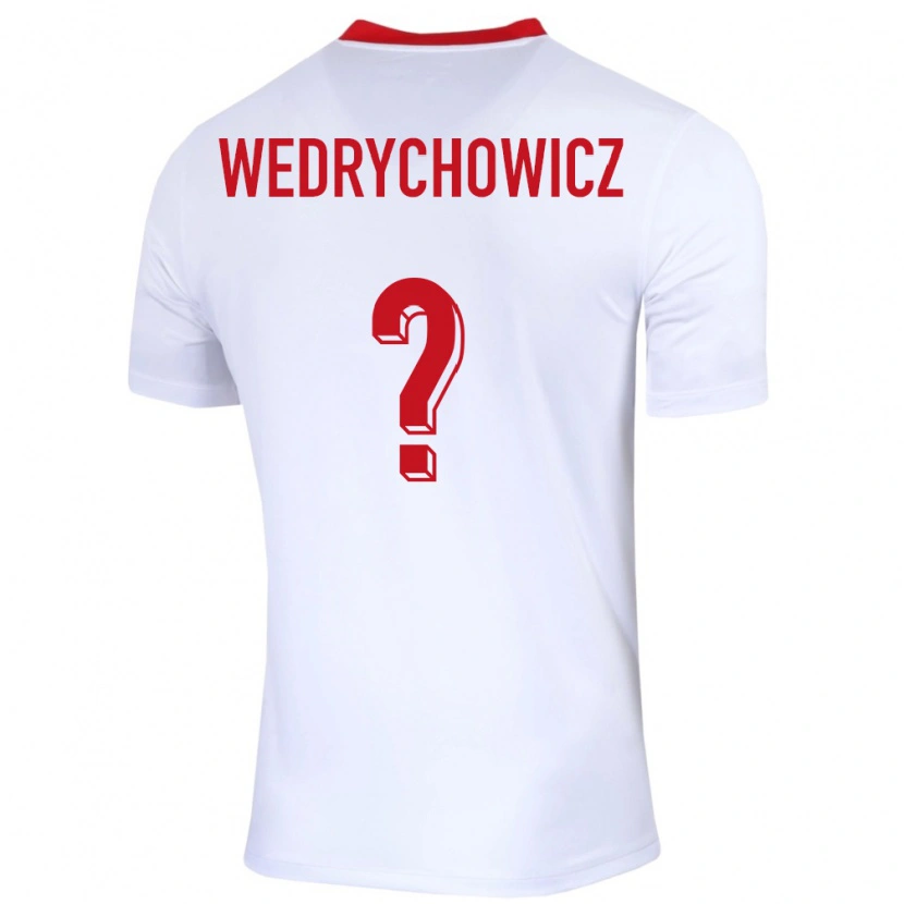Danxen Kinderen Polen Karol Wedrychowicz #0 Wit Thuisshirt Thuistenue 24-26 T-Shirt