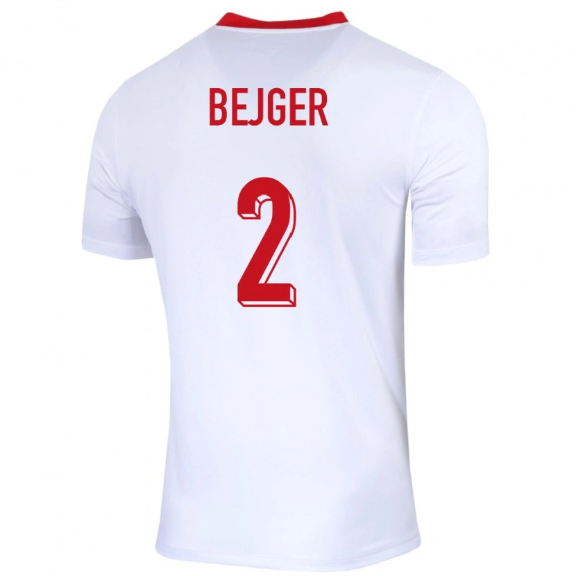 Danxen Kinderen Polen Lukasz Bejger #2 Wit Thuisshirt Thuistenue 24-26 T-Shirt