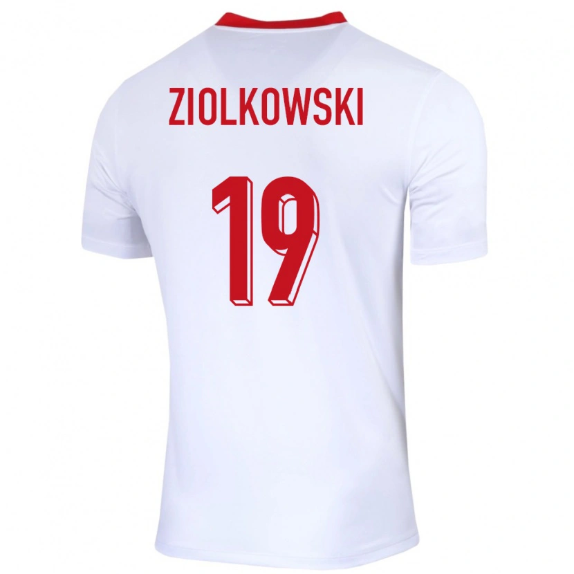 Danxen Kinderen Polen Jan Ziolkowski #19 Wit Thuisshirt Thuistenue 24-26 T-Shirt