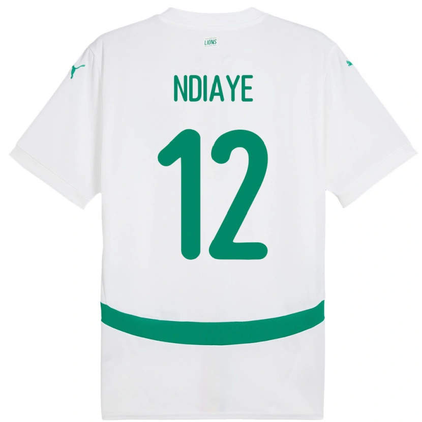 Danxen Kinderen Senegal Babacar Ndiaye #12 Wit Thuisshirt Thuistenue 24-26 T-Shirt