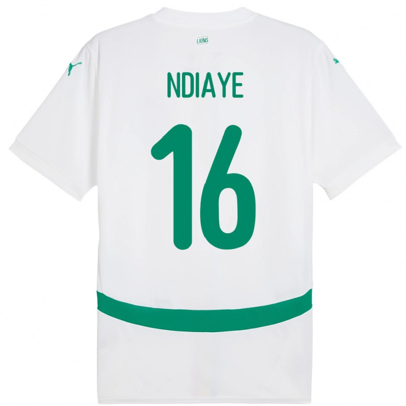 Danxen Kinderen Senegal Mamour Ndiaye #16 Wit Thuisshirt Thuistenue 24-26 T-Shirt