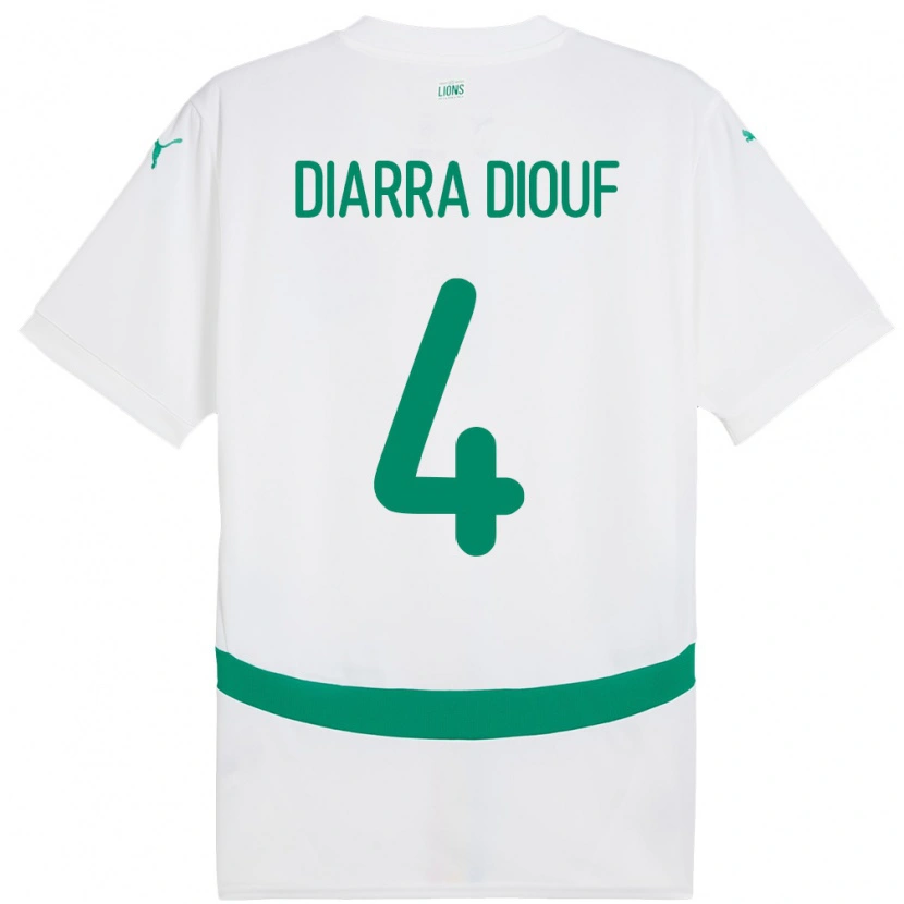 Danxen Kinderen Senegal Mame Diarra Diouf #4 Wit Thuisshirt Thuistenue 24-26 T-Shirt