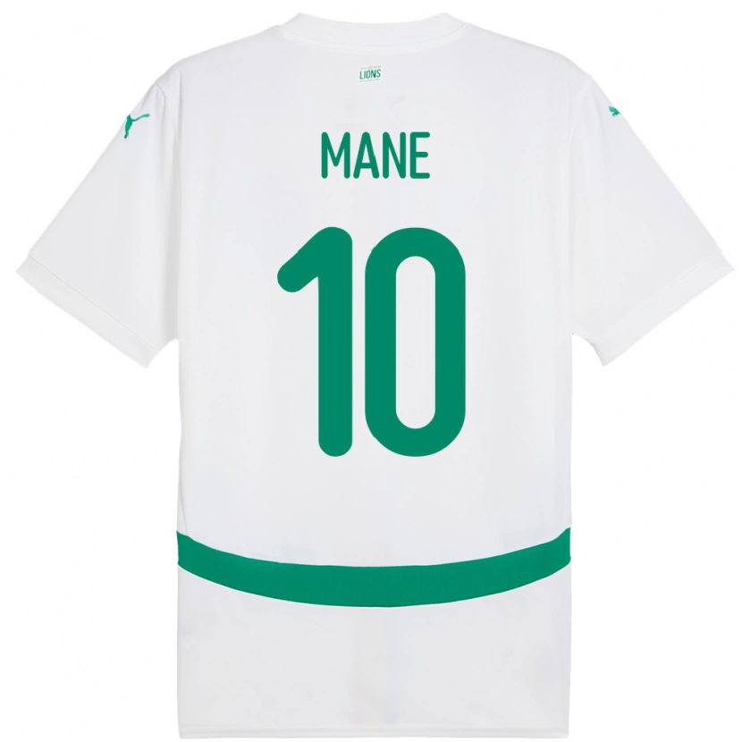 Danxen Kinderen Senegal Sadio Mane #10 Wit Thuisshirt Thuistenue 24-26 T-Shirt