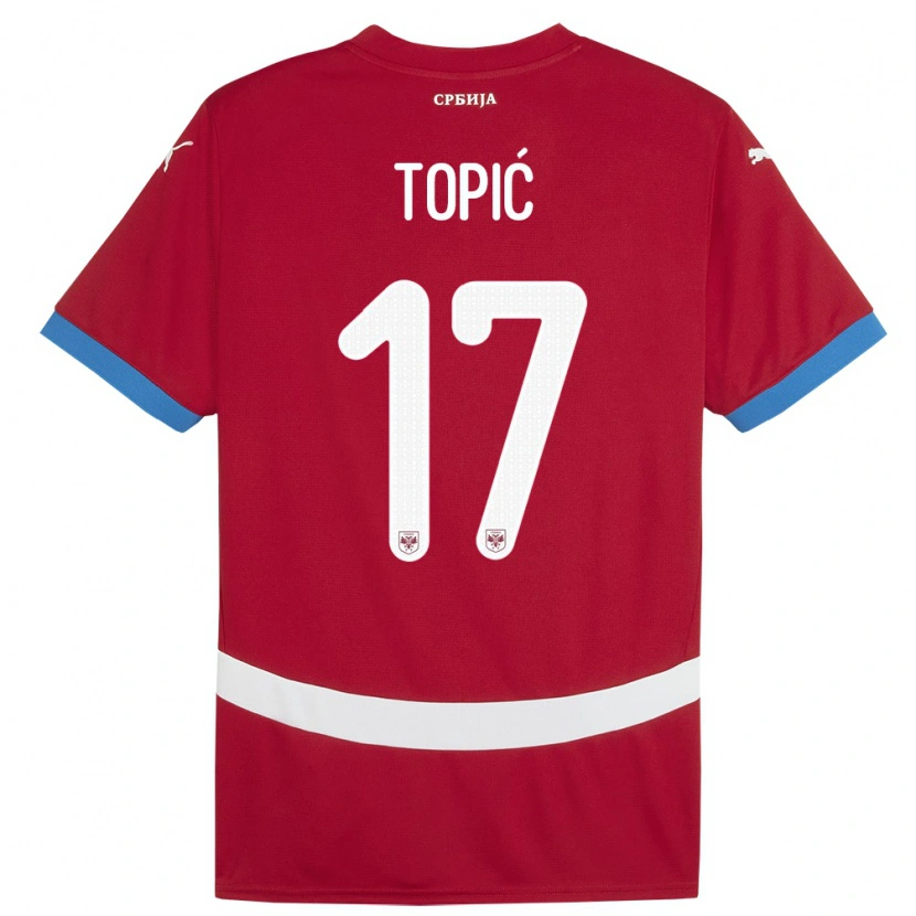 Danxen Kinderen Servië Mirko Topić #17 Rood Thuisshirt Thuistenue 24-26 T-Shirt