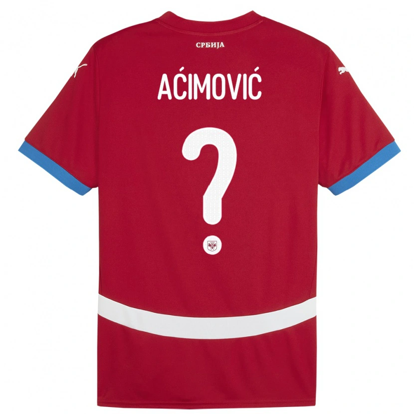 Danxen Kinderen Servië Dimitrije Aćimović #0 Rood Thuisshirt Thuistenue 24-26 T-Shirt