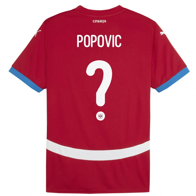 Danxen Kinderen Servië Sinisa Popovic #0 Rood Thuisshirt Thuistenue 24-26 T-Shirt