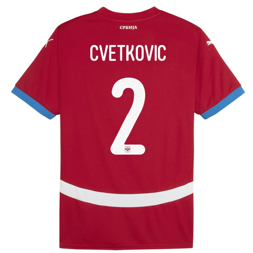 Danxen Kinderen Servië Djordje Cvetkovic #2 Rood Thuisshirt Thuistenue 24-26 T-Shirt