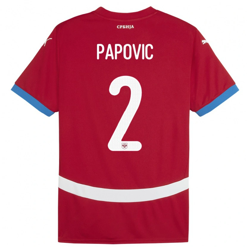 Danxen Kinderen Servië Niksa Papovic #2 Rood Thuisshirt Thuistenue 24-26 T-Shirt