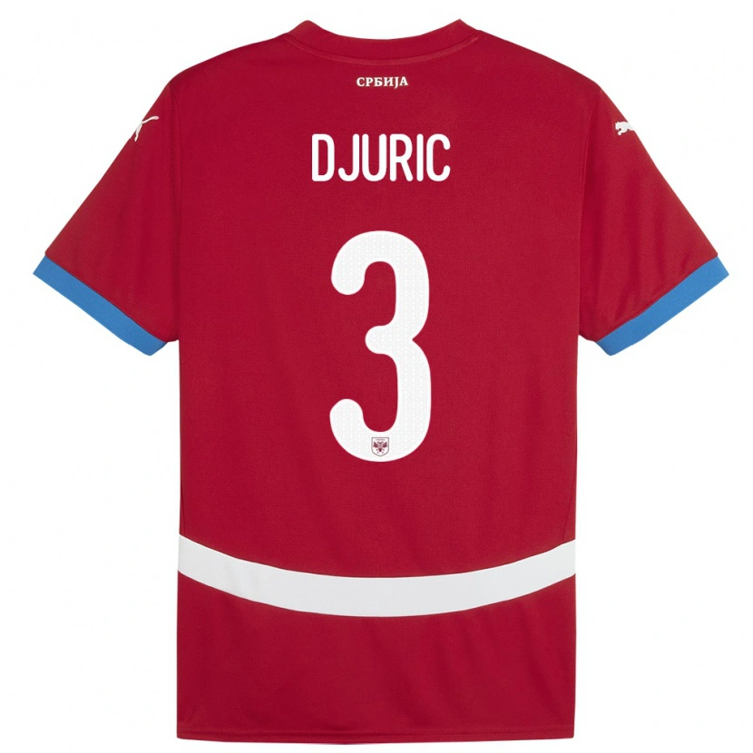 Danxen Kinderen Servië David Djuric #3 Rood Thuisshirt Thuistenue 24-26 T-Shirt