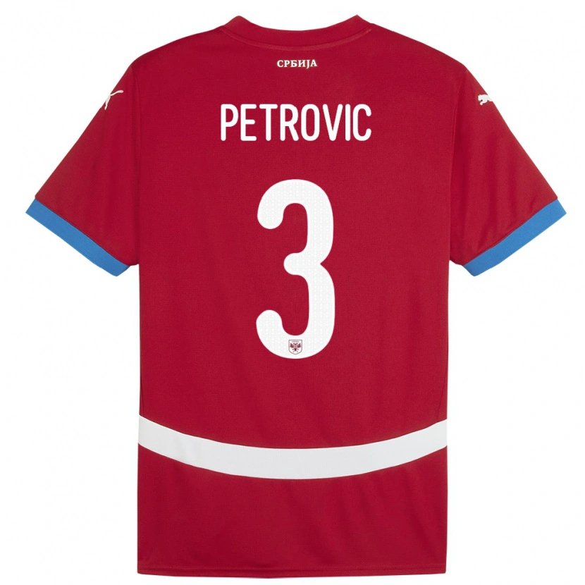 Danxen Kinderen Servië Stefan Petrovic #3 Rood Thuisshirt Thuistenue 24-26 T-Shirt