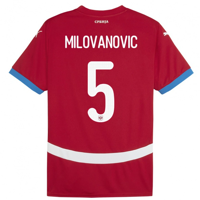 Danxen Kinderen Servië Mateja Milovanovic #5 Rood Thuisshirt Thuistenue 24-26 T-Shirt