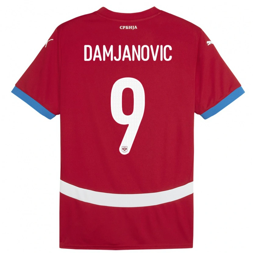 Danxen Kinderen Servië Aleksa Damjanovic #9 Rood Thuisshirt Thuistenue 24-26 T-Shirt
