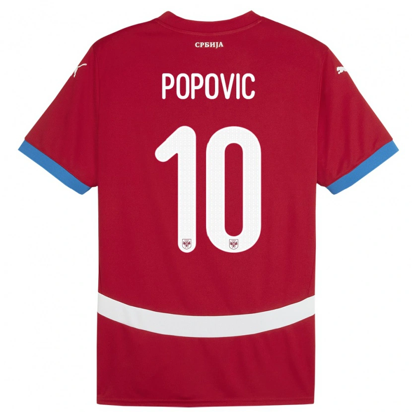 Danxen Kinderen Servië Matija Popovic #10 Rood Thuisshirt Thuistenue 24-26 T-Shirt
