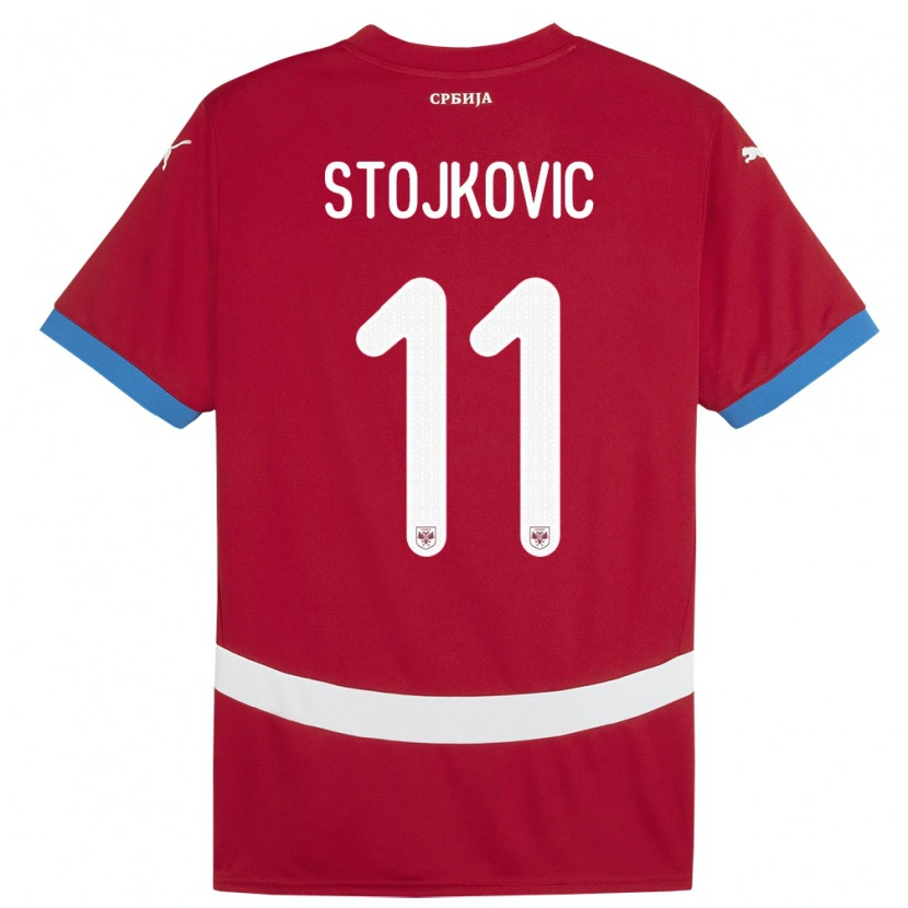 Danxen Kinderen Servië Strahinja Stojkovic #11 Rood Thuisshirt Thuistenue 24-26 T-Shirt