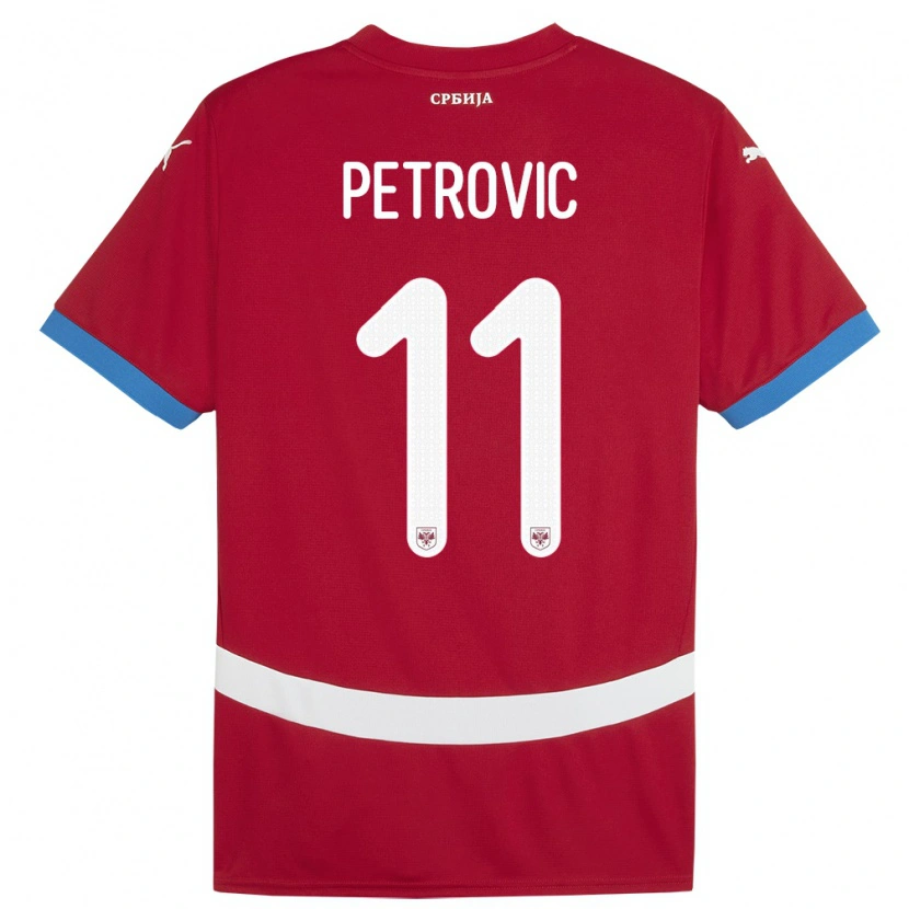 Danxen Kinderen Servië Aleksa Petrovic #11 Rood Thuisshirt Thuistenue 24-26 T-Shirt