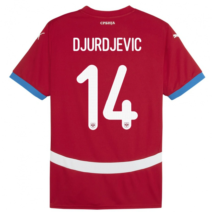 Danxen Kinderen Servië Vukasin Djurdjevic #14 Rood Thuisshirt Thuistenue 24-26 T-Shirt