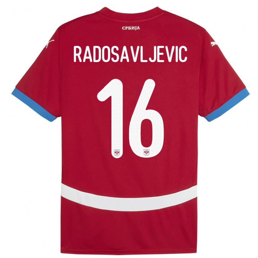 Danxen Kinderen Servië Lazar Radosavljevic #16 Rood Thuisshirt Thuistenue 24-26 T-Shirt