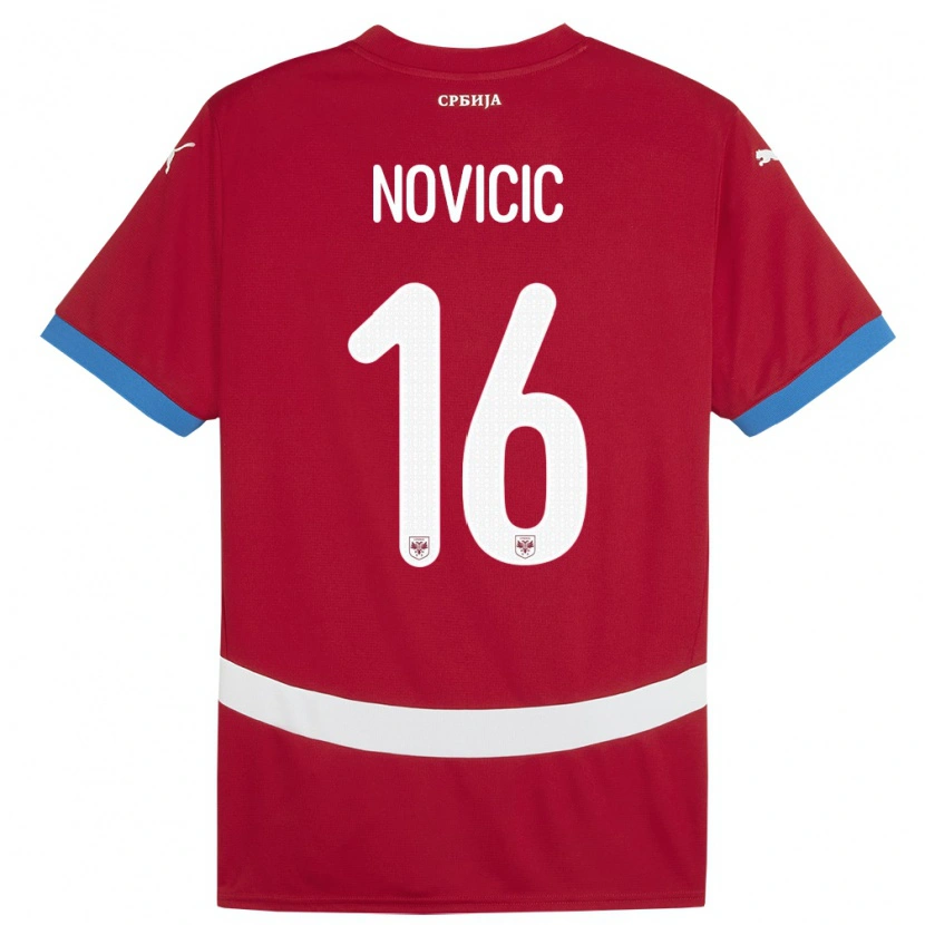 Danxen Kinderen Servië Vasilije Novicic #16 Rood Thuisshirt Thuistenue 24-26 T-Shirt