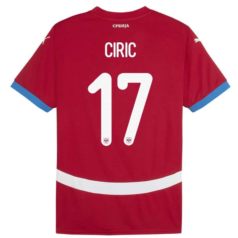 Danxen Kinderen Servië Jovan Ciric #17 Rood Thuisshirt Thuistenue 24-26 T-Shirt