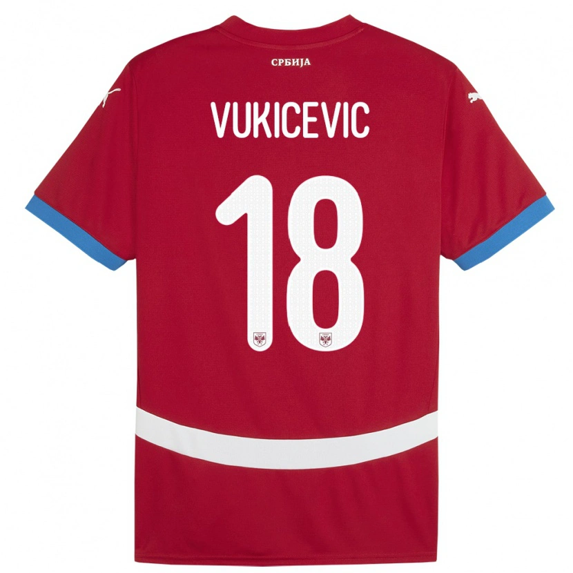 Danxen Kinderen Servië Aleksej Vukicevic #18 Rood Thuisshirt Thuistenue 24-26 T-Shirt