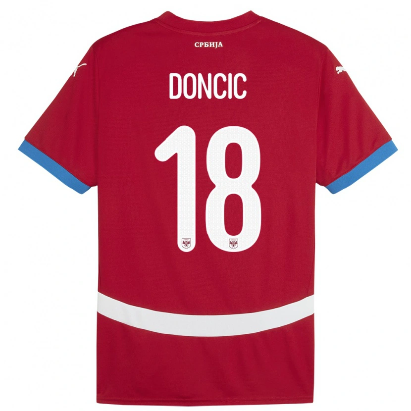 Danxen Kinderen Servië Filip Doncic #18 Rood Thuisshirt Thuistenue 24-26 T-Shirt