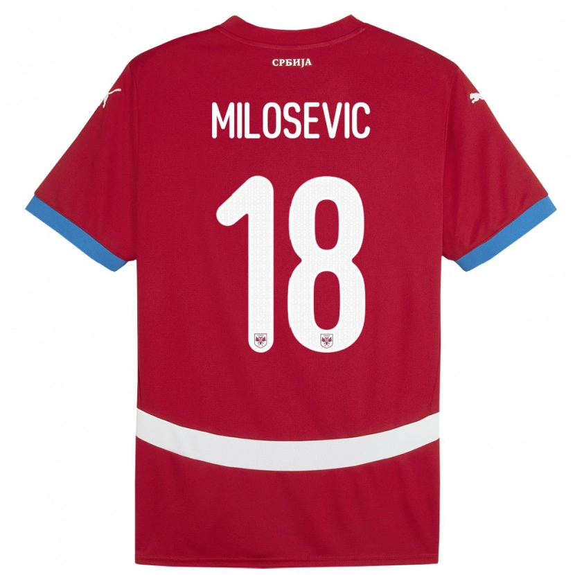 Danxen Kinderen Servië Mateja Milosevic #18 Rood Thuisshirt Thuistenue 24-26 T-Shirt