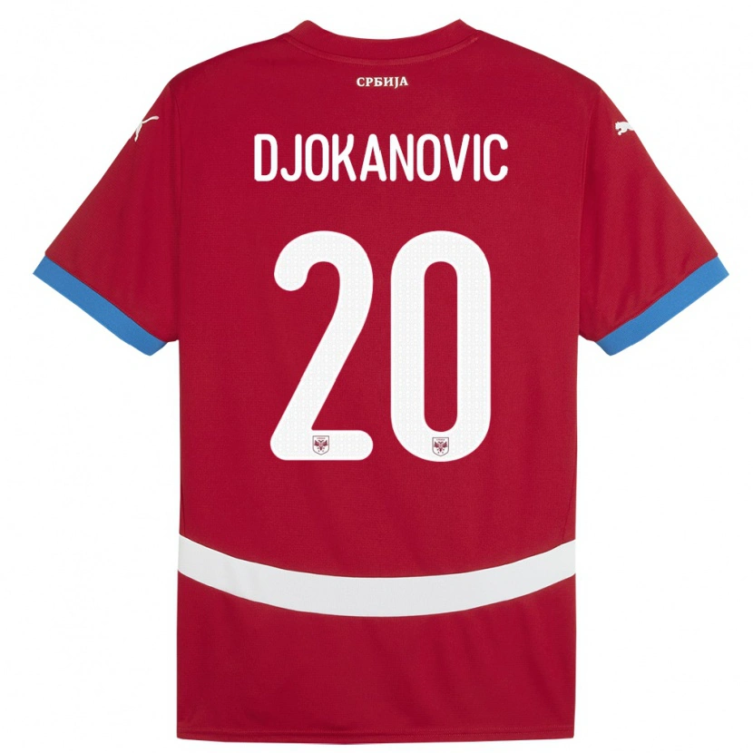 Danxen Kinderen Servië Damjan Djokanovic #20 Rood Thuisshirt Thuistenue 24-26 T-Shirt