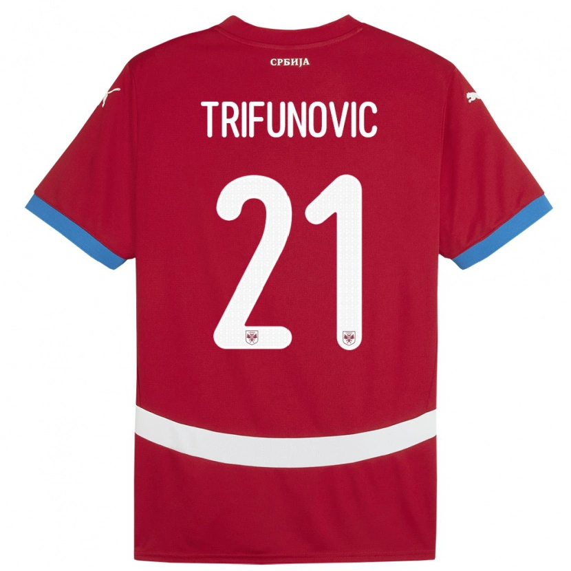 Danxen Kinderen Servië Nemanja Trifunovic #21 Rood Thuisshirt Thuistenue 24-26 T-Shirt