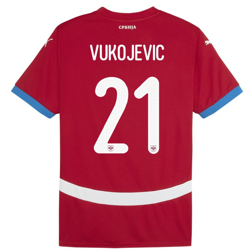 Danxen Kinderen Servië Veljko Vukojevic #21 Rood Thuisshirt Thuistenue 24-26 T-Shirt
