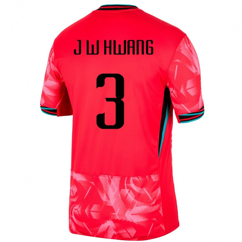 Danxen Kinderen Zuid-Korea Jae-Won Hwang #3 Rood Thuisshirt Thuistenue 24-26 T-Shirt
