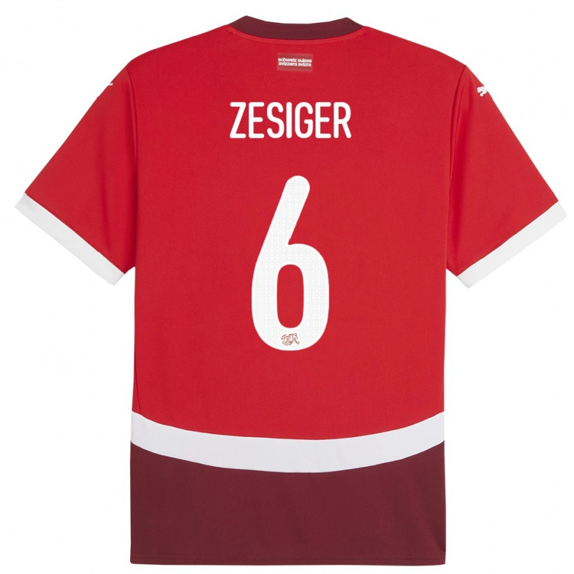 Danxen Kinderen Zwitserland Navin Zesiger #6 Rood Thuisshirt Thuistenue 24-26 T-Shirt