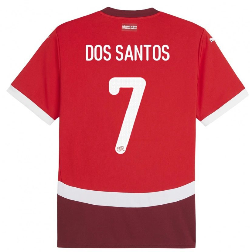Danxen Kinderen Zwitserland Daniel Dos Santos #7 Rood Thuisshirt Thuistenue 24-26 T-Shirt