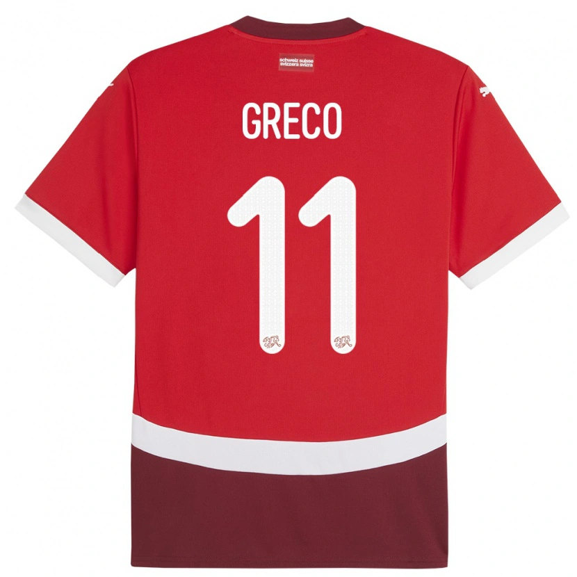 Danxen Kinderen Zwitserland Mario Greco #11 Rood Thuisshirt Thuistenue 24-26 T-Shirt